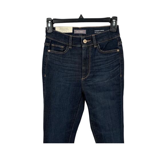 DL1961 jeans Farrow skinny high rise ankle dark blue size 24 - Picture 2 of 6